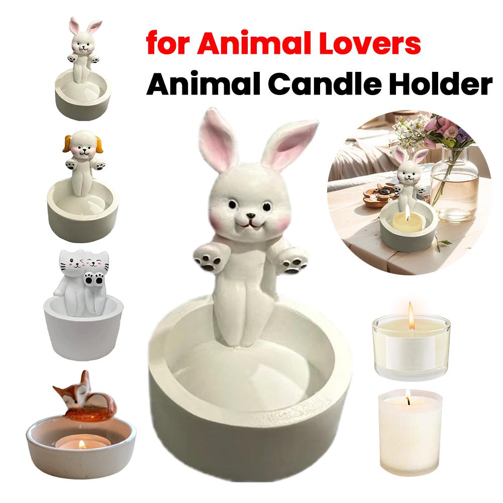 Cat/Dog/Rabbit/Fox Animal Candle Holder Warming Paws Scented Light Holder Cute Candlestick Lamp Holder Cartoon for Home Decor