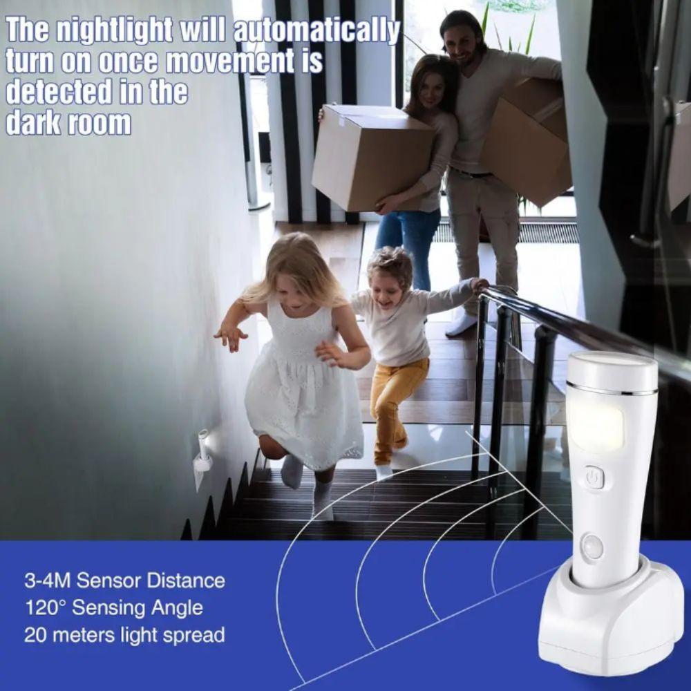 Motion Sensor LED Emergency Lights Rechargeable Power Outage Light 4-in-1 Plug-in Flashlight Night