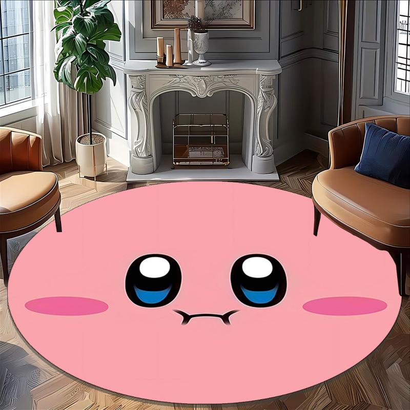 1pc Kirby1 Design Printed Area Round Carpet for Bedroom Living Room Home Decor Rugs Mat Non Slip Mat Rug for Bedside