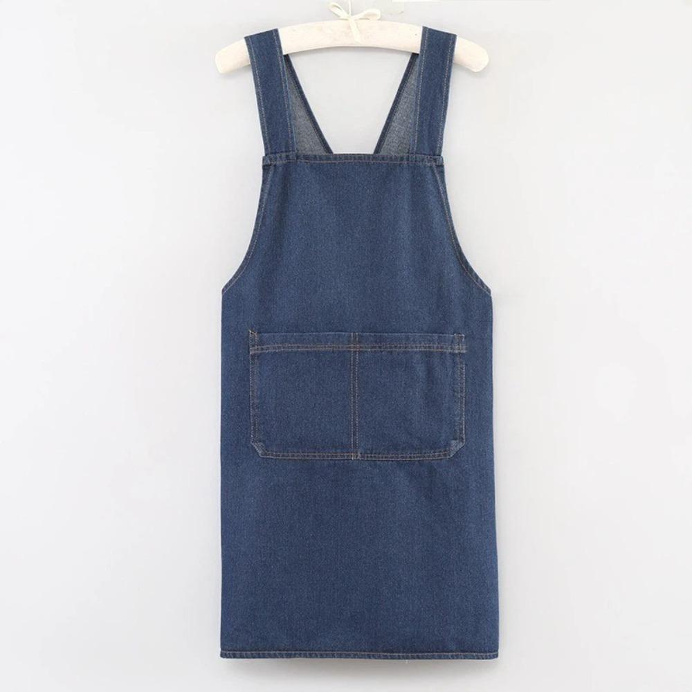 Wear-resistant Kitchen Apron Oil-Proof Cooking Apron Durable Washed Denim Apron  Bakery Style 2