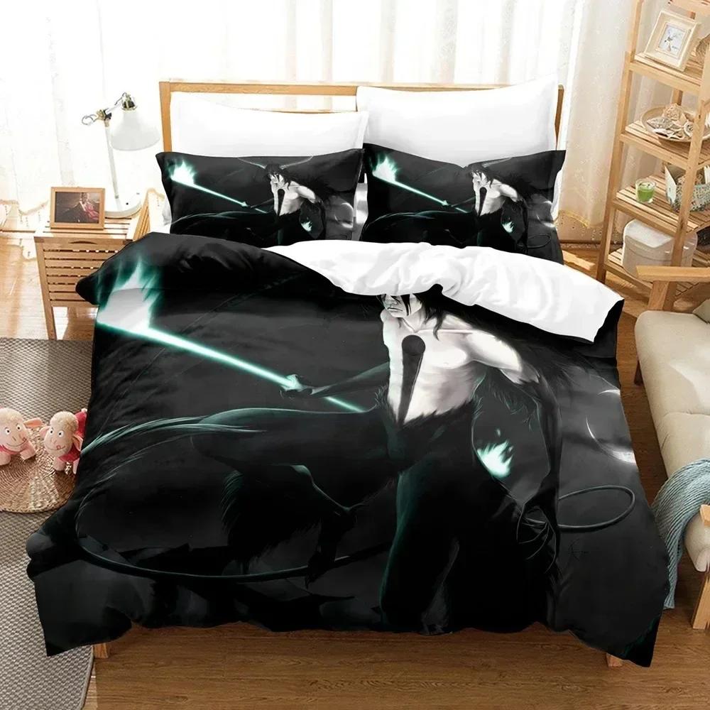 

Модный 3D Постельный комплект Bleach с принтом, Постельный комплект с наволочкой, Пододеяльник, Мягкое постельное белье размера Квин/Кинг для дома 70x133cm 2pcs