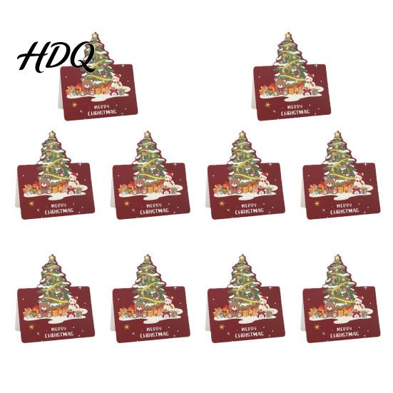 Holiday Souvenirs 10 Pcs 3D Christmas Greeting Card Cute Tree Santa Snowman Claus Cards Wreath Design for Festive Messages Wishes