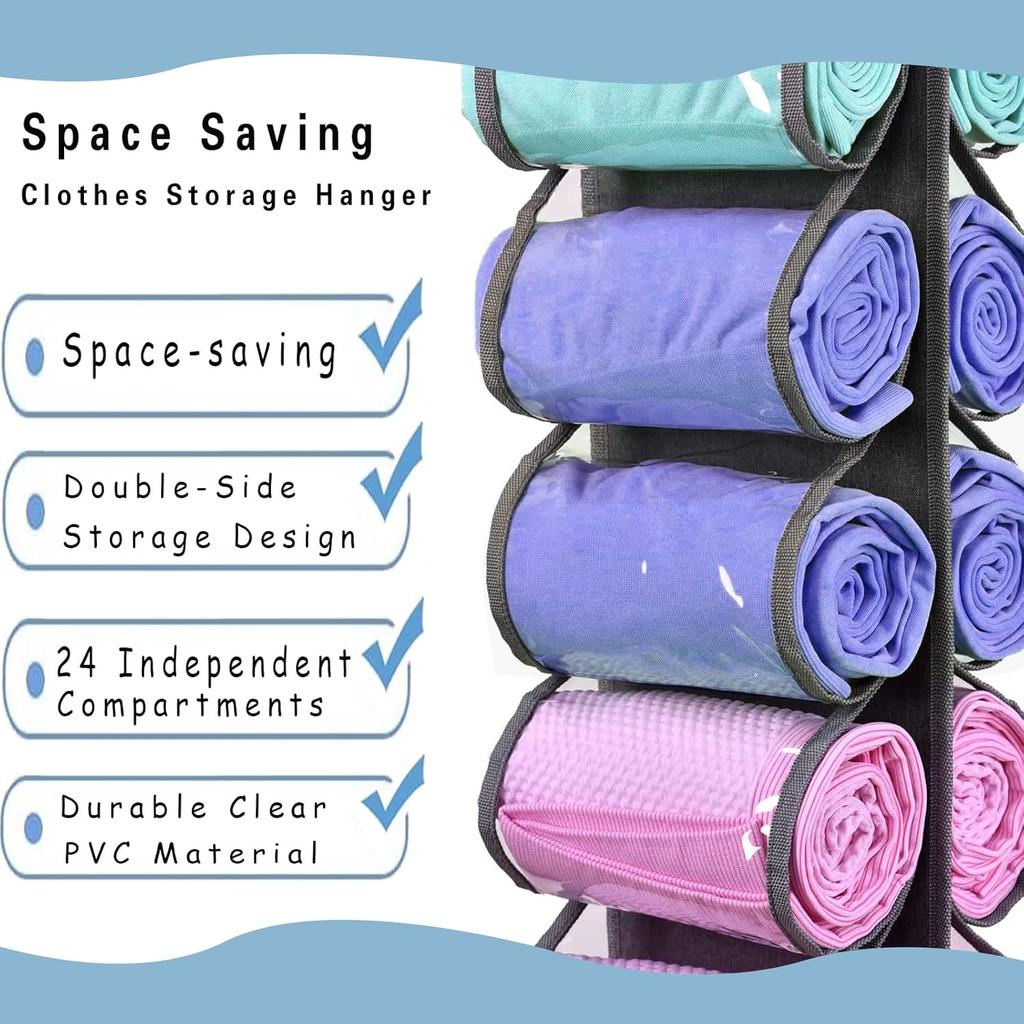 24 Pockets Dual-Sided Hanging Storage Bag Wardrobe Door Back Leggings Vest Towels Organizer