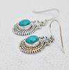 Natural Turquoise Earrings, Bohemian Earrings, 925 Sterling Silver Earrings, Oval Turquoise Earrings, Gift for Sister, Birthday Earrings
