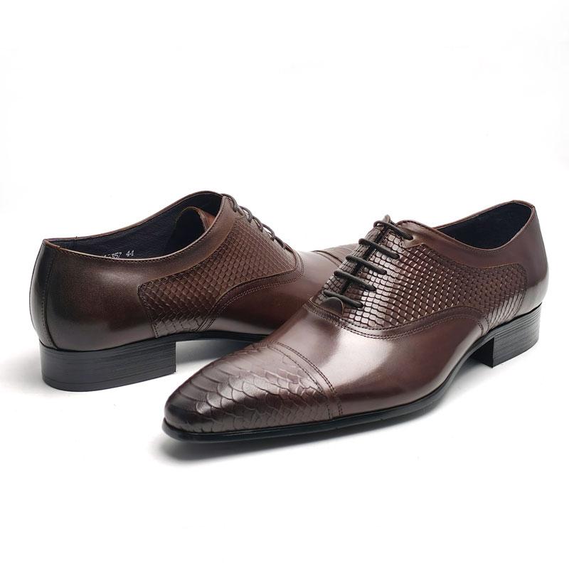Fashion Handmade High Quality Men's Leather Shoes Lace-up Genuine Leather Business Formal Occasion Classic Oxford Pointed Dress Man Shoe
