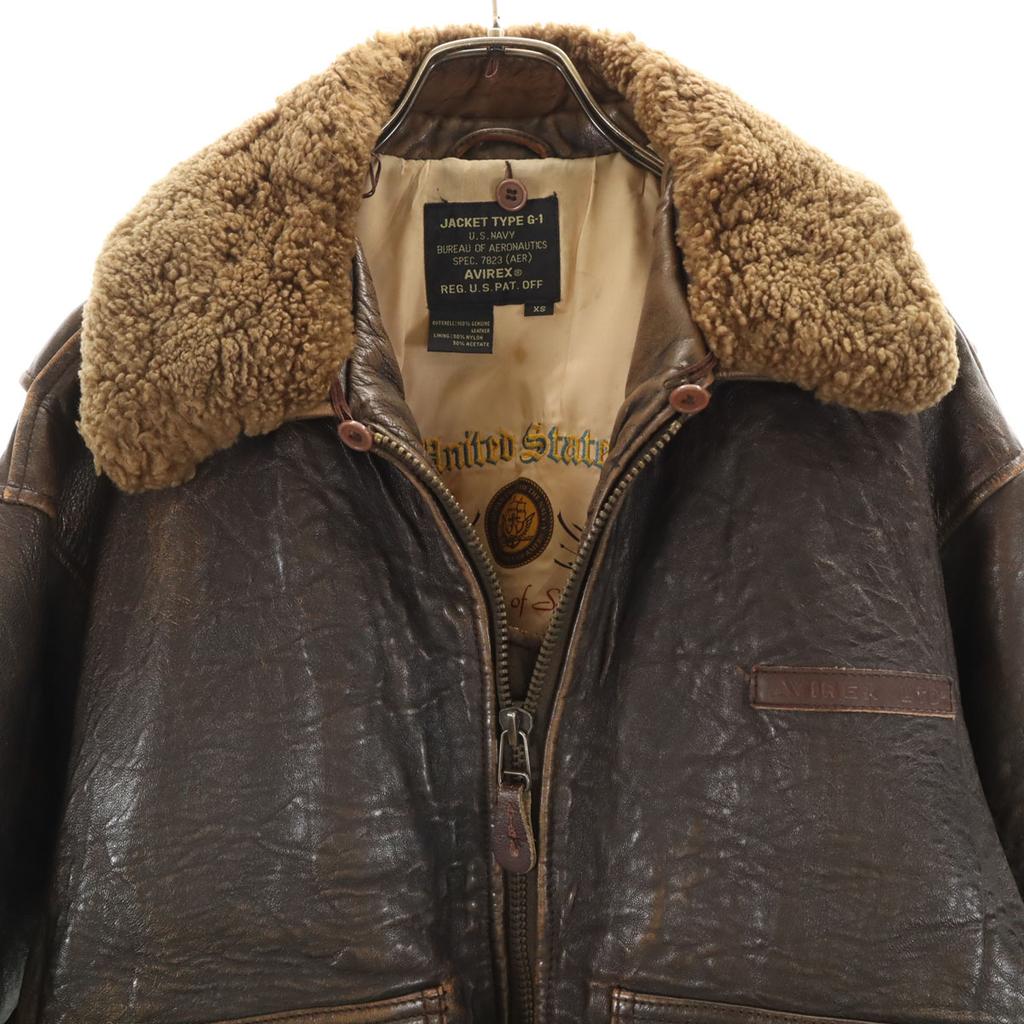 AVIREX 90s Old G-1 Leather Flight Jacket XS Brown Men's Used