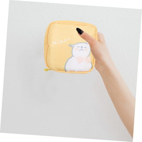 Healeved 2-Pack Portable Sanitary Pad Storage Bag, Cute Cat and Strawberry Print, Large Capacity, Waterproof, Convenient Sanitary Pouch for Women and