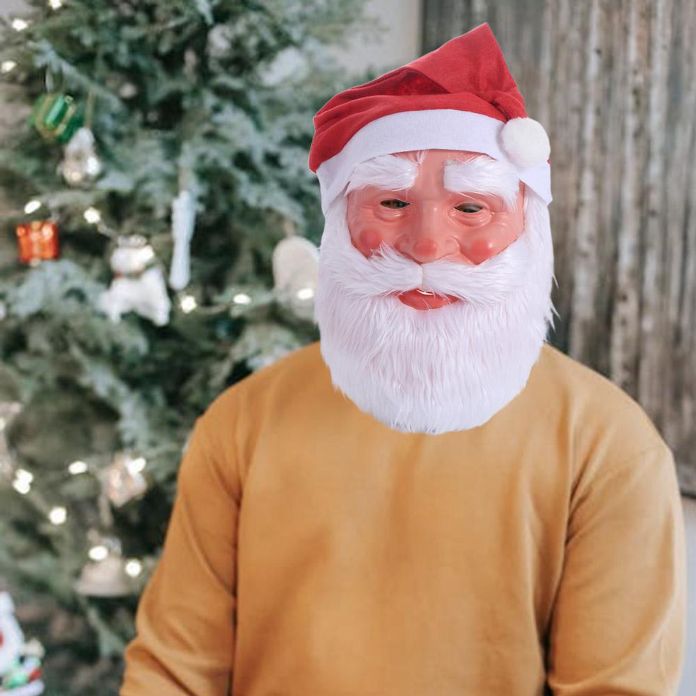 Face Cover Santa Claus Beard Mask Hat Set 3D Cosplay Props Christmas Decoration Cartoon Xmas Cosplay Accessories Party Gifts