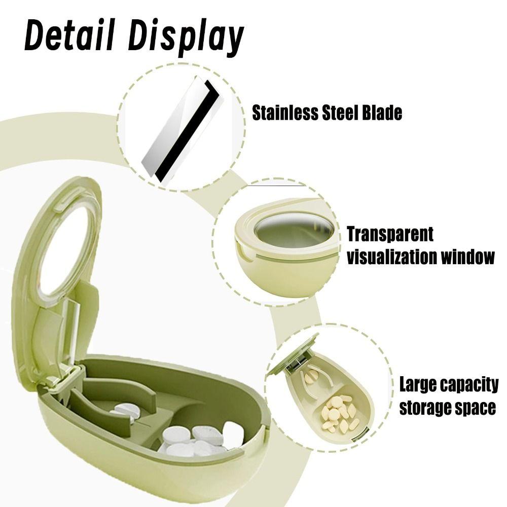 2 In 1 Quartering Pill Divider Drug Tablet Dustproof Crusher Divider Divider Organizer Medicine Divider for Small or Large Pills