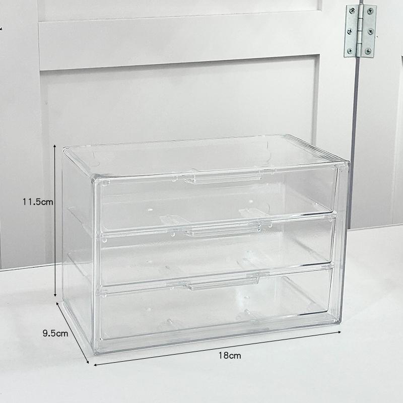 Transparent Jewelry Storage Box Organizer Table Drawer-Type Stackable Organizing Box 9 Grid Acrylic Display Jewelry Storage Rack