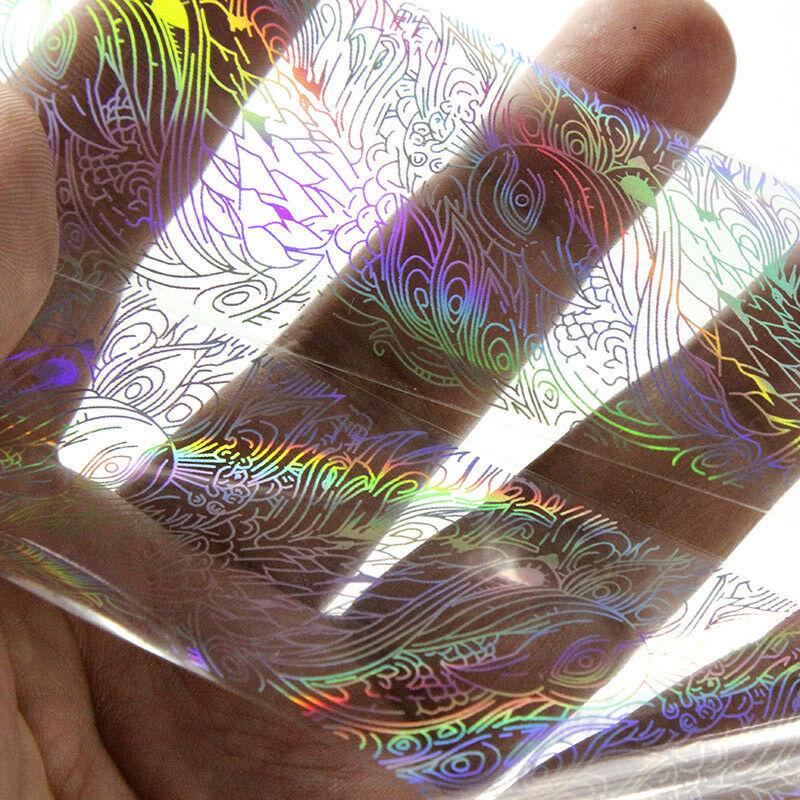 8 foi Holografic Nail Folie Punk Geometric Nail Art Transfer Autocolante Decalcomani