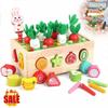 Colorful Educational Wooden Farm Fishing Shape Matching Car Toys For Kids