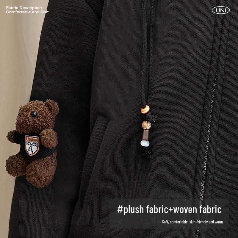 UNIFREE Women's Plush Spliced Hooded Winter Jacket