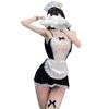 Sexy Lace Suit Hollow Night Fun Lingerie Maid Cosplay Deep V Uniform Sexy Maid Outfit
