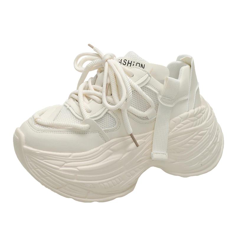 

Весна 2025 Яркий Черный Цвет Массивная Обувь Женские Вулканизированные Кроссовки Обувь на Платформе Новые Девушки Легкие Кожаные Кроссовки 34 бежевый