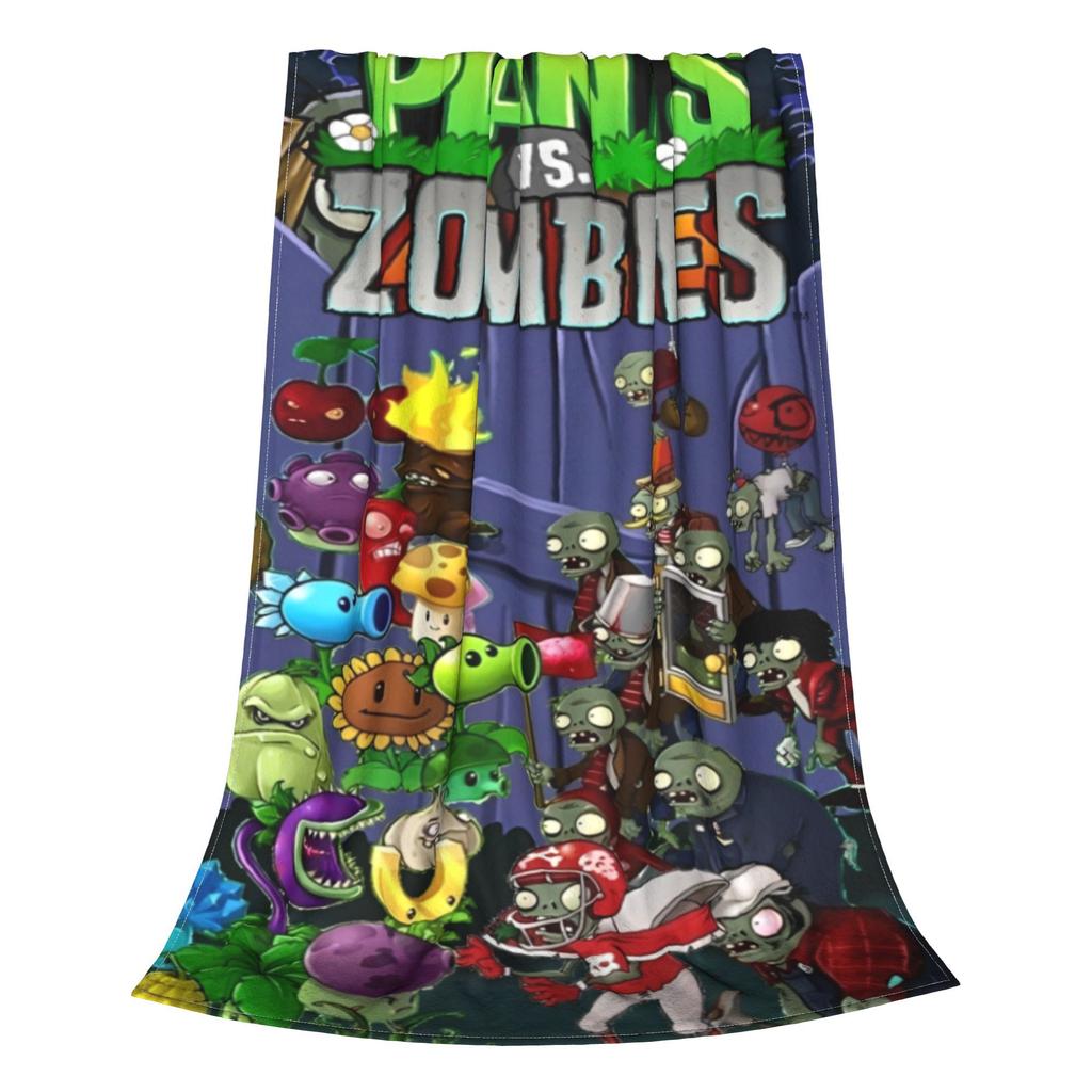 Lustige Plants-vs-Zombie Cartoon-Spiele Spiel Decke Ultra-Weich Flanell Bequeme Überwurfdecken Maschinenwaschbar