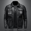 Padded Thick Male Casual Cardigan Autumn Winter Men Lapel Faux Leather Jacket Outerwear Fashion Streetwear Solid Motorcycle Coats