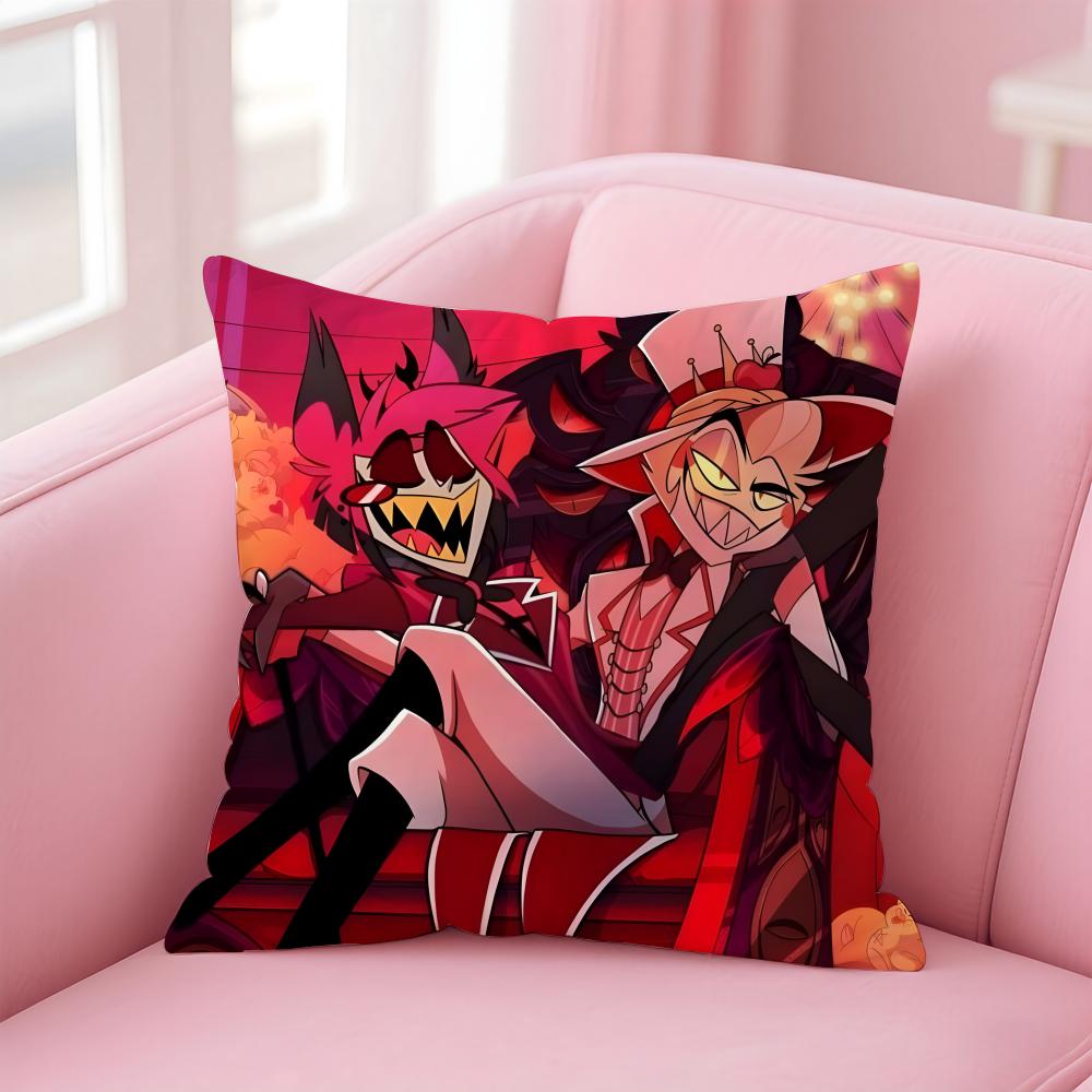 H-Hazbin H-Hotel Anime Cushion Cover Home & Car Multi-Scene Pillow Cover - Reversible, Soft & Durable for Daily Use