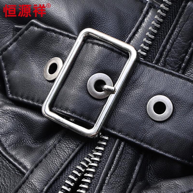 Hengyuanxiang Men's Shearling-Lined Genuine Sheepskin Leather Jacket