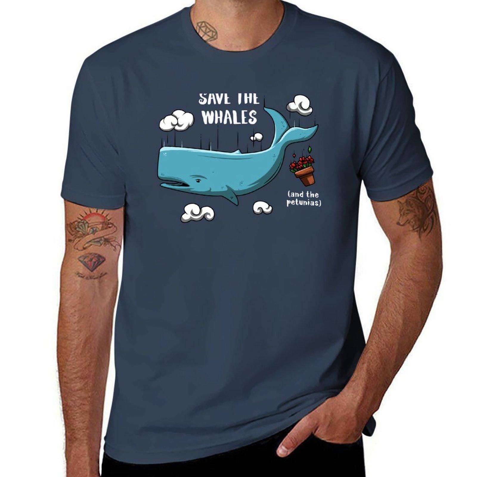 Save The Whales Tshirt Work Wear Simple Tee Shirt S