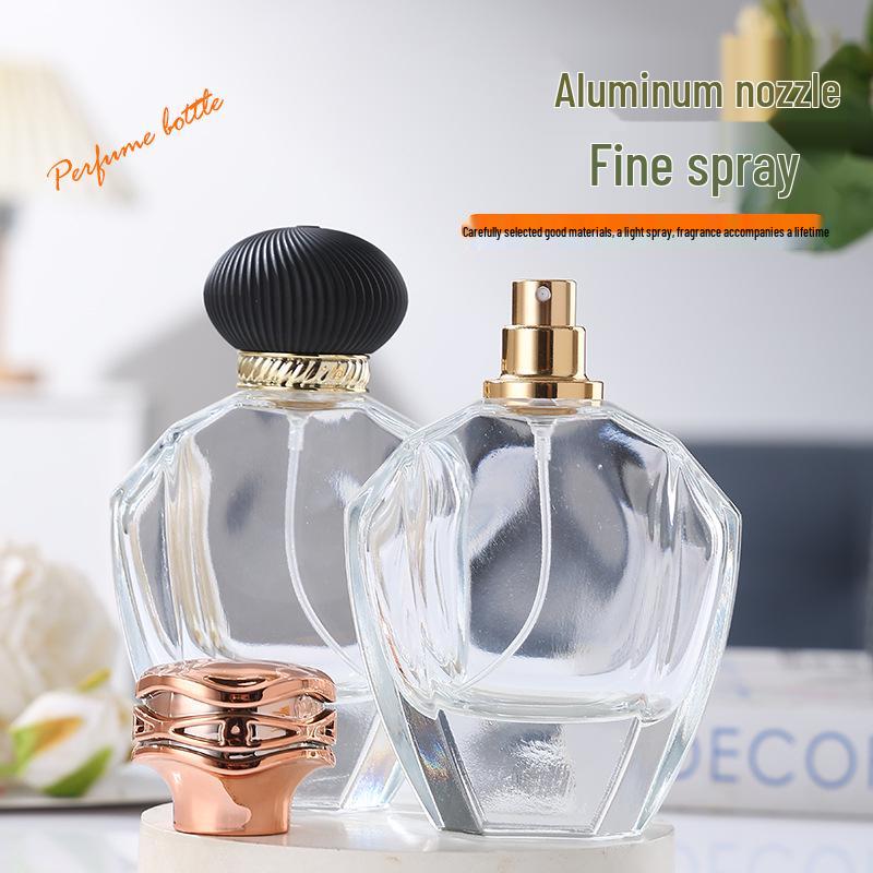 Elegant Transparent Glass Perfume Bottle with Round-Edge Polygon Design and Thick Base