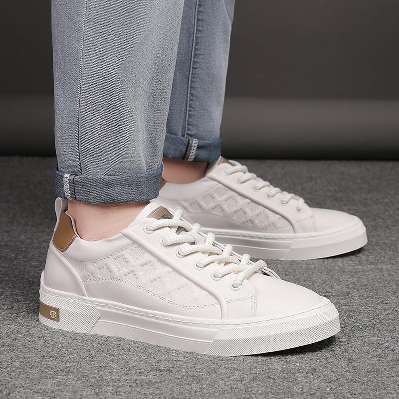 Mode Herren Board Schuhe aus echtem Leder Hohe Qualität und vielseitige weiße Stile Freizeit Outdoor Sport Täglich Jugendlicher Erwachsener Büro Schuhe