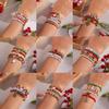 Colorful Beaded Christmas Bracelet Set For Women Men Santa Claus Snowman Snowflake Pendant Bangles New Year Party Jewelry