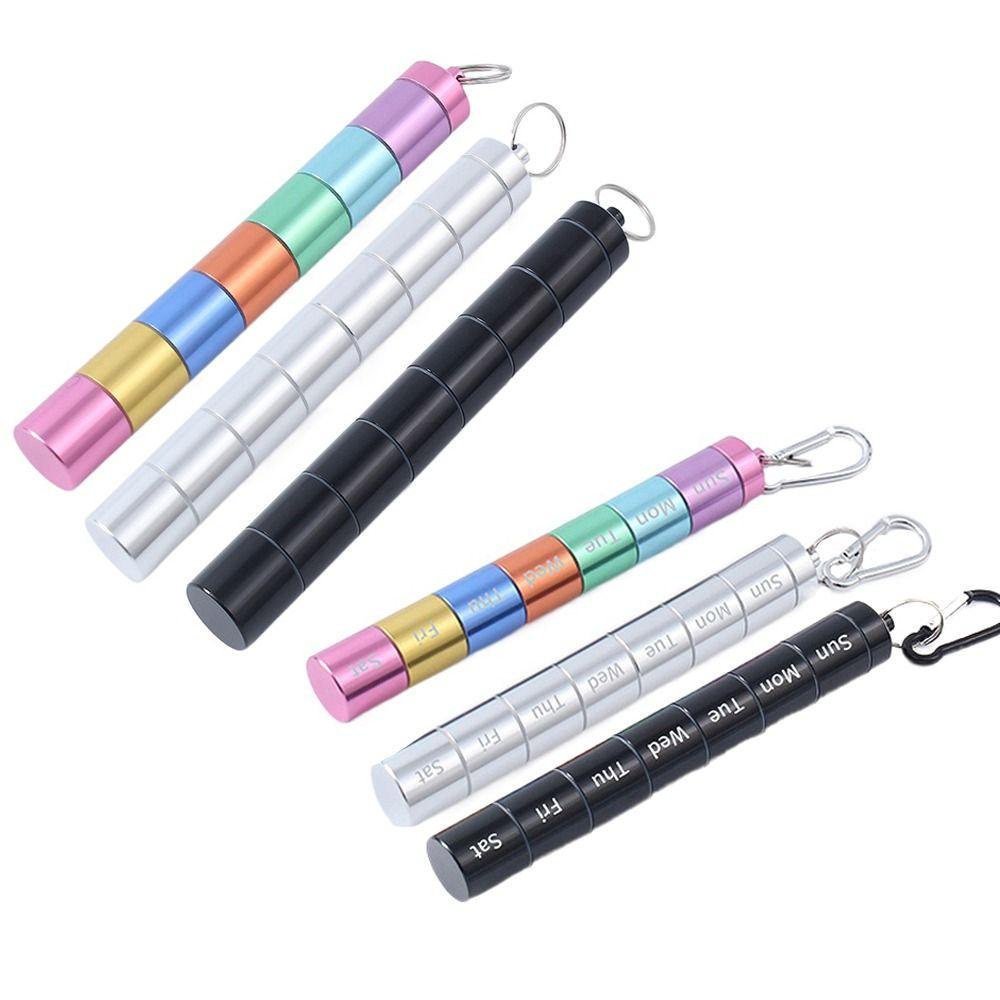 Compact Weekly Pill Box Aluminium Zinc Zinc Alloy Medicine Organizer Lightweight 7 Day Pill Case  Travel