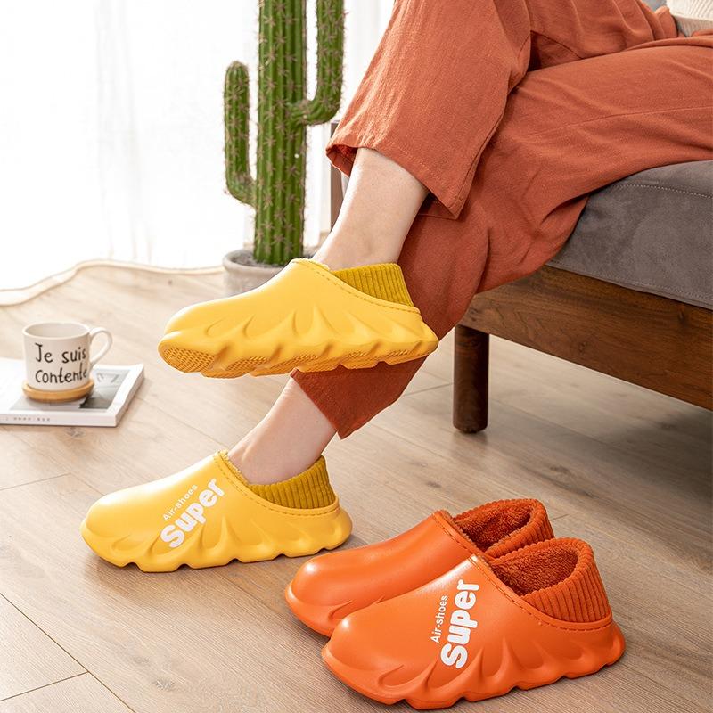 Lidani home slippers men's winter outdoor bag and thick-soled indoor thermal cotton shoes women's household simple autumn and winter