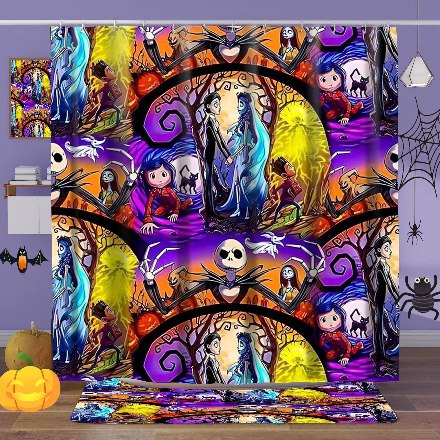 

Halloween ghost costumes Joker pattern Bathroom Shower Curtain With 12 Hooks bathroom decor and accessories 180x180cm curtain красный