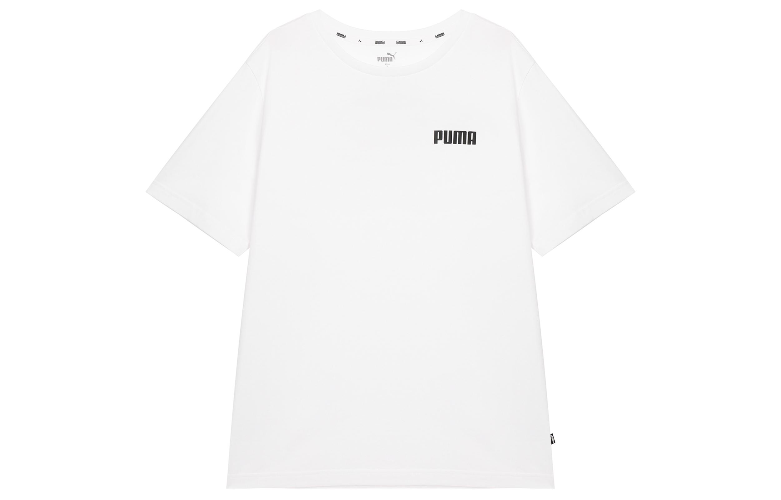 PUMA ESS T Shirts Men s White Crew Neck Moderate Straight Fit 671260-02 XL
