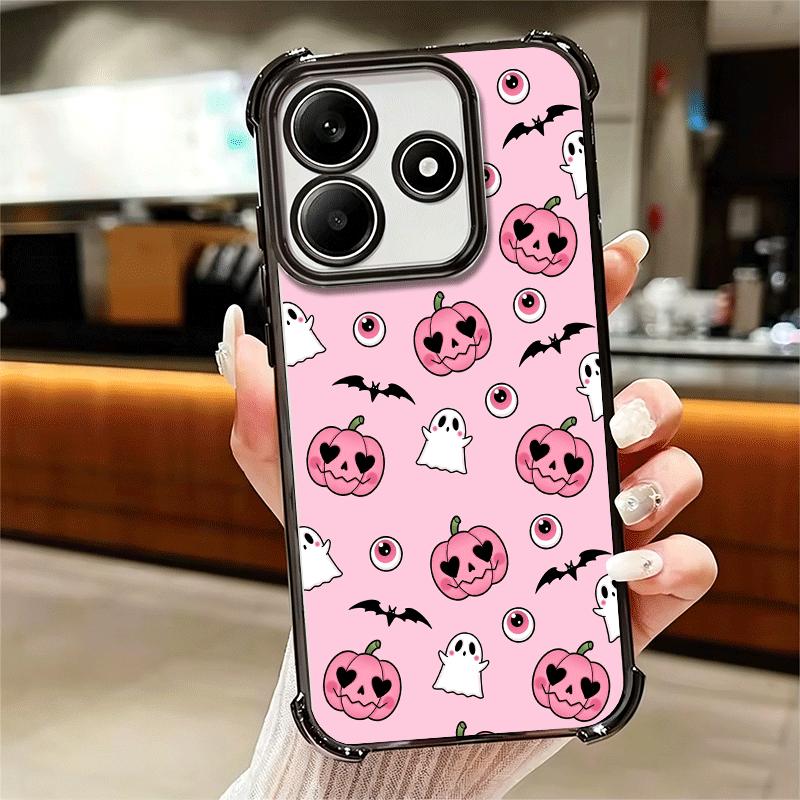 Pink Style Skull Witch Plating Phone Case For Xiaomi Redmi Note 14 15 Pro Plus 13 12 11 11S 11T 10 9S 9 5G Anti-Fall Airabag Cov