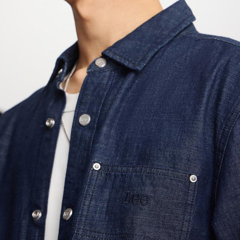 Lee Men's Standard Fit Embroidered Logo Long Sleeve Denim Shirt