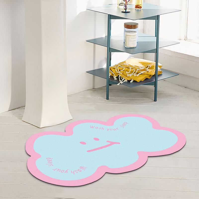 Lovely Cloud Absorbent Mat Floor Mat Absorbent Toilet Entry Mat Foot Mat Quick Dry Bathroom Non-slip Mat Dirt Resistant Wear Mat