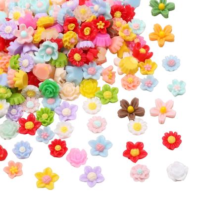 50Pcs Resin Mixed Flower Charm For DIY Jewelry Accessories