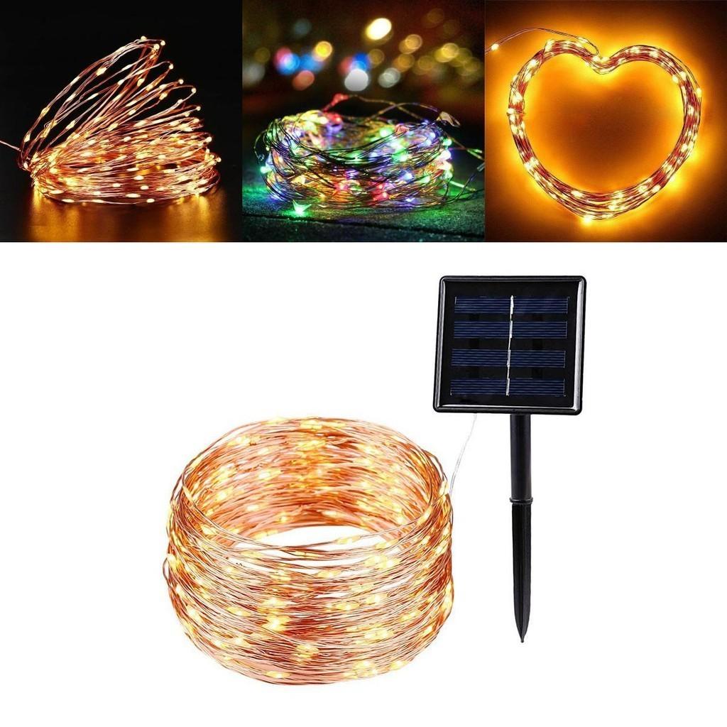 High Efficiency Solar Powered 100 Led Copper Wire Light String For Garden
