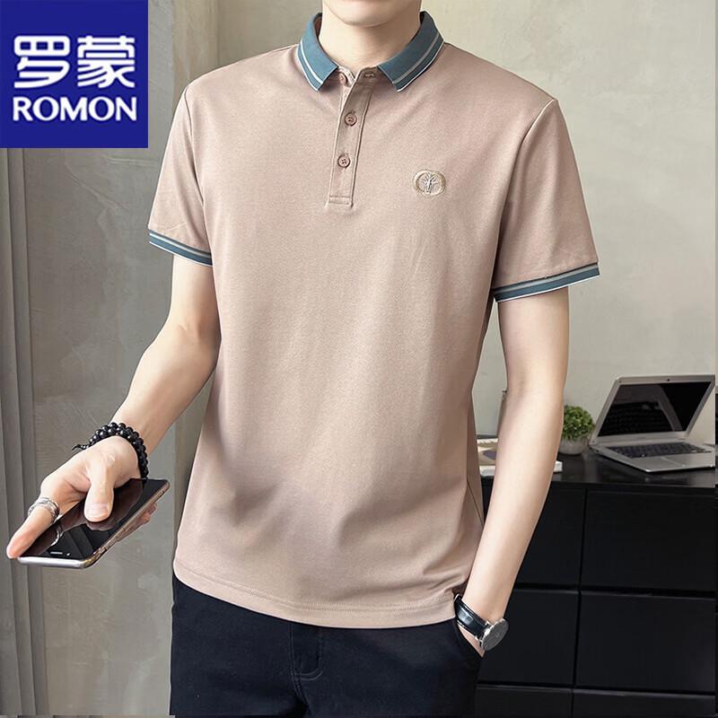 Мужская вышитая футболка-поло с коротким рукавом ROMON 3XL кофейный