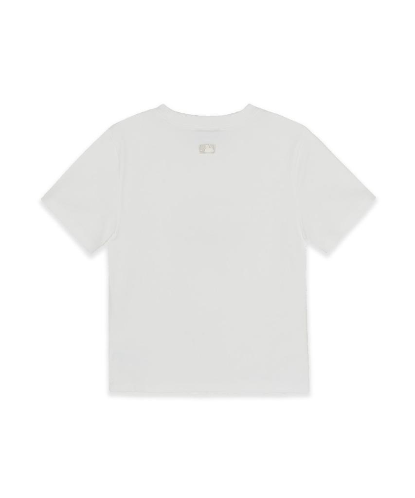 Emelbi Women'S Ribbon Graphic Slim Semi-Crop Short Sleeve T-Shirt Ny (White)
