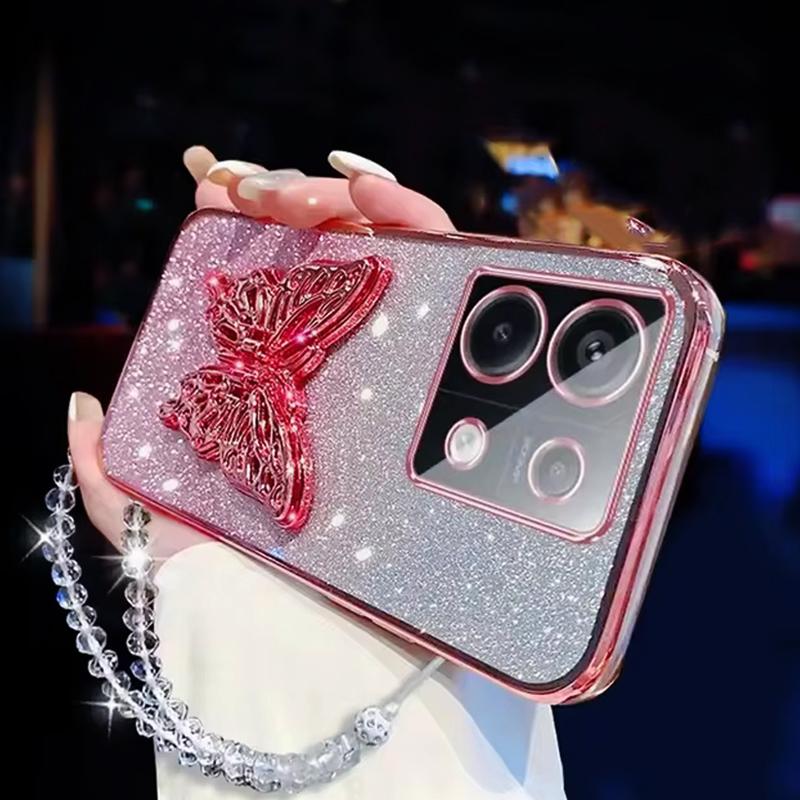 Držák telefonu s motýlkovým držákem Křišťálový náramek Pokovený kryt Pro Honor X7C X9C X8B X8C X8A X6B X9A X9B X7 X7A X7B X6 X6A Kryt
