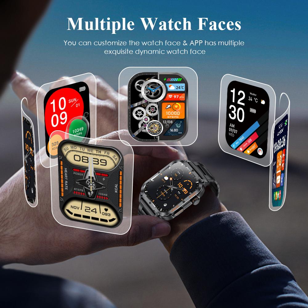 LIGE Pánské chytré hodinky Bluetooth volání Chytré hodinky 2,01 palcový monitor srdečního tepu Sportovní Fitness Vodotěsné chytré hodinky