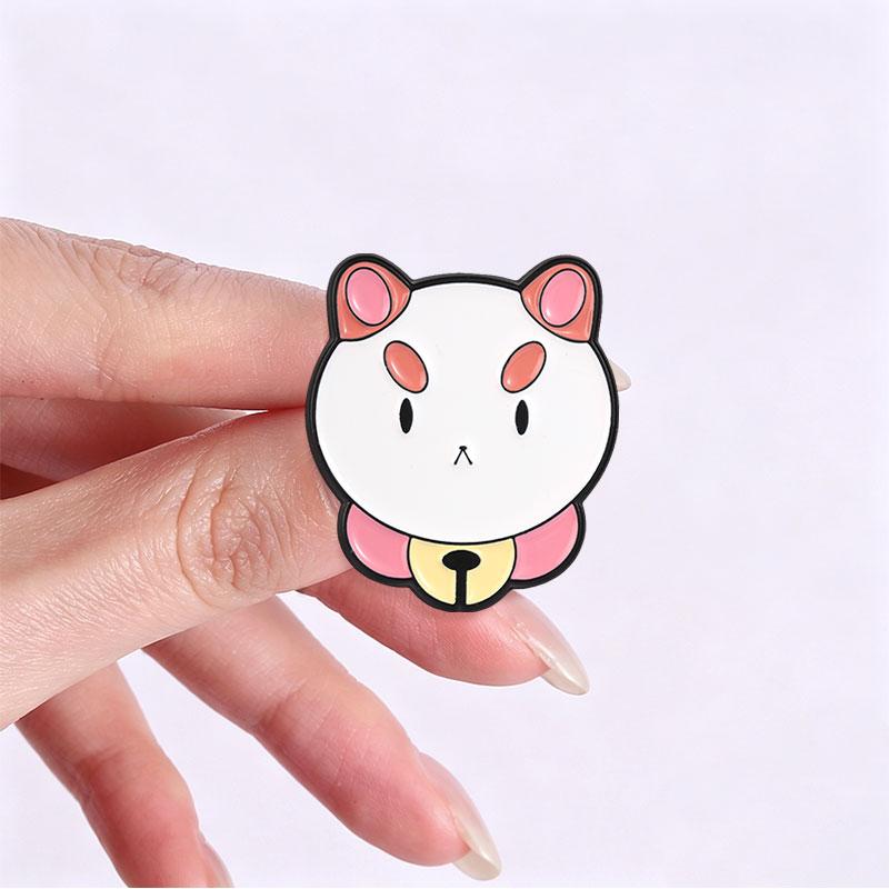 Xiaomi Cute Anime Dog Cat With Bell Pink Ears Enamel Pin Fantasy Animation Inspired Cat Humor Expression Brooch Bag Badge Jewelry Gifts
