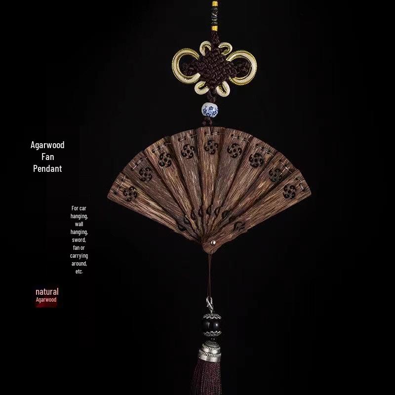 Nha Trang Agarwood Fan Car Ornament - Safe Travel Chinese Style
