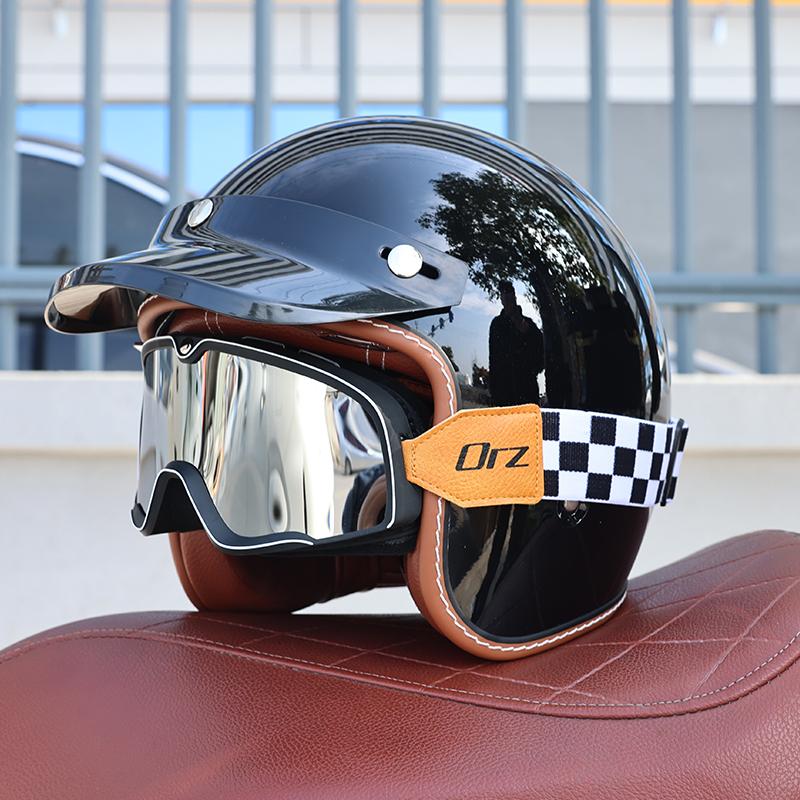 Orz-S68 Retro Motorcycle Helmet DOT Electric Male and Female Half Helmet Scooter Customized 3/4 Helmet for All Seasons