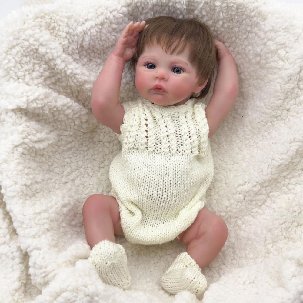 Cute 18 Inch Reborn Babies Dolls Meadow Full Vinyl Body Simulation Doll Can Bath Realistic 3D Painted Skin Newborn Baby Dolls for Kids Christmas Gifts