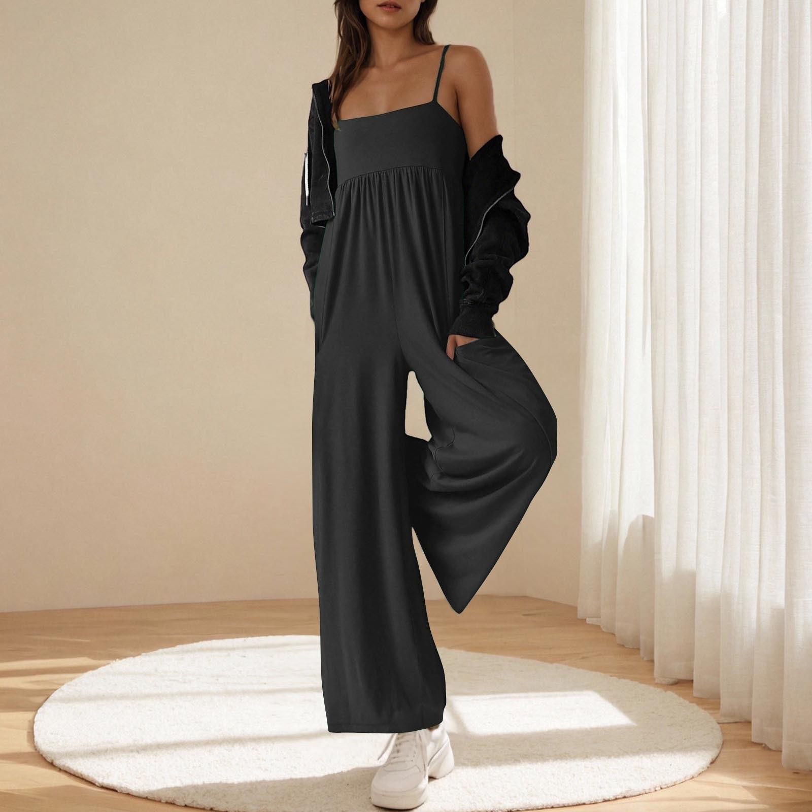 

Women s Loose Casual Camisole Sleeveless Square Neck Slim Fit Wide Leg Jumpsuit Jumpsuit S