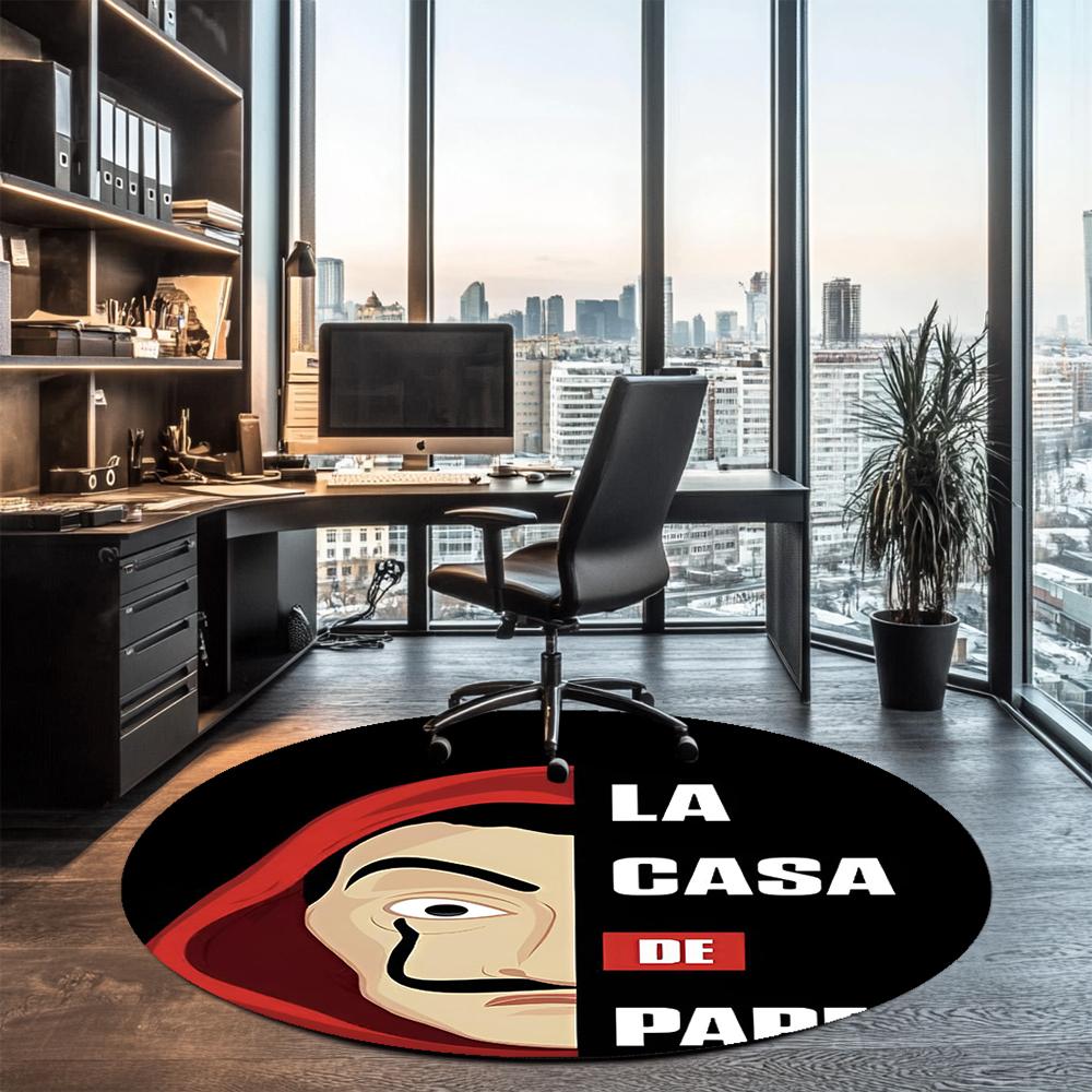 La Casa De Papel Printed Round Rug Carpet Chair Rug Area Rug Entryway Doormats,for Office Chair Living Room Bedroom Kitchen Room.