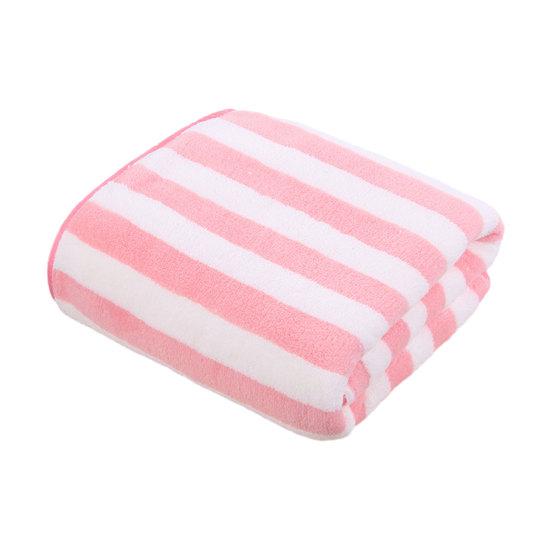 Coral Velvet Bath Towel Highly Absorbent Stylish Striped Design Thick Plush