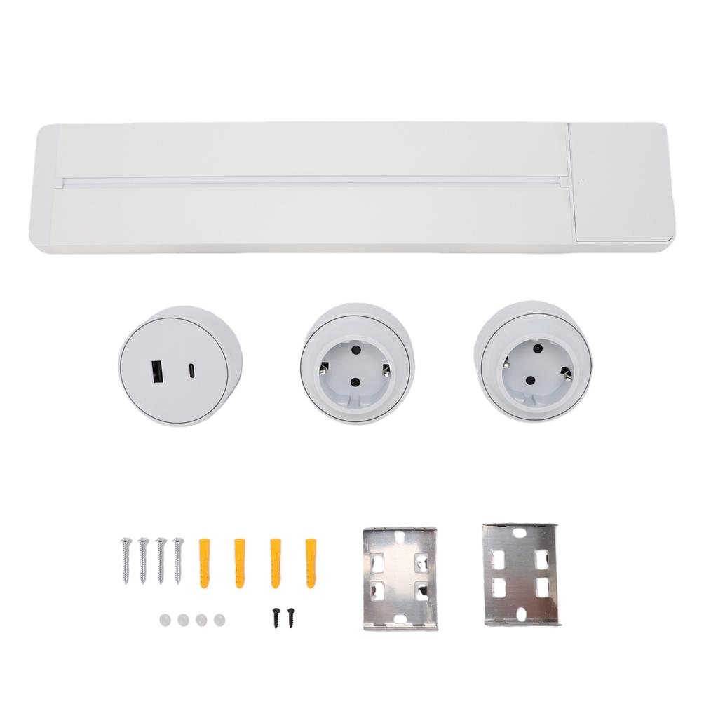 Under Cabinet Power Strip with USB Port 40cm Electrical Stainless Steel Aluminum Alloy Power Strip Track System for