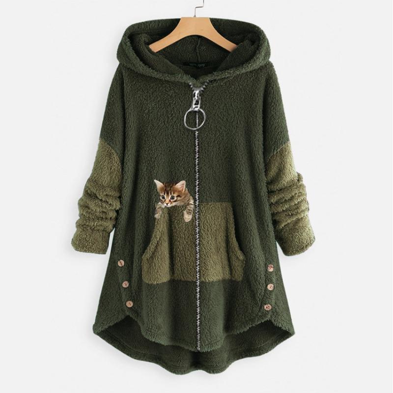 Coats for Women Winter Cotton Jacket Hooded Thickened Velvet Windbreaker Loose Casual Coat Top