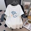 Women's Plus Size Short-Sleeve Round Neck Loose Mid-Length T-Shirt (Fits 200/300/350 Jin) - Style 1023